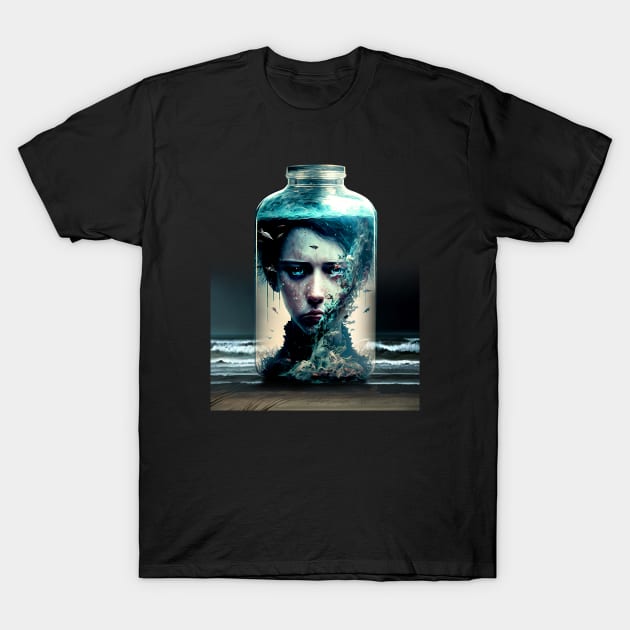 Boy in a Jar with a Pickled Face No. 1 on a Dark Background T-Shirt by Puff Sumo